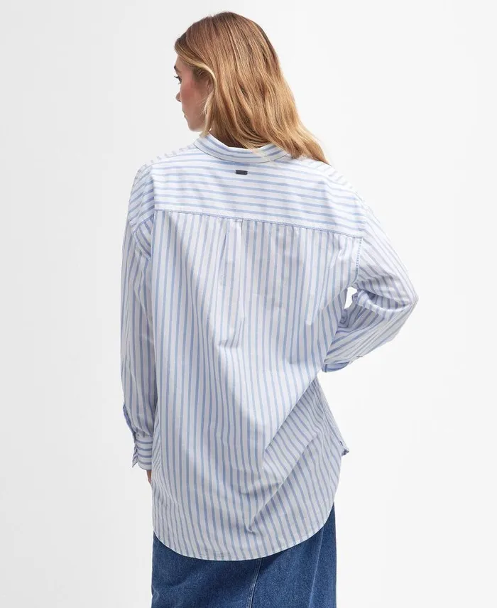 Nicola Striped Relaxed LongSleeved Shirt Whiteblue Stripe Women Barbour Shirts and Blouses