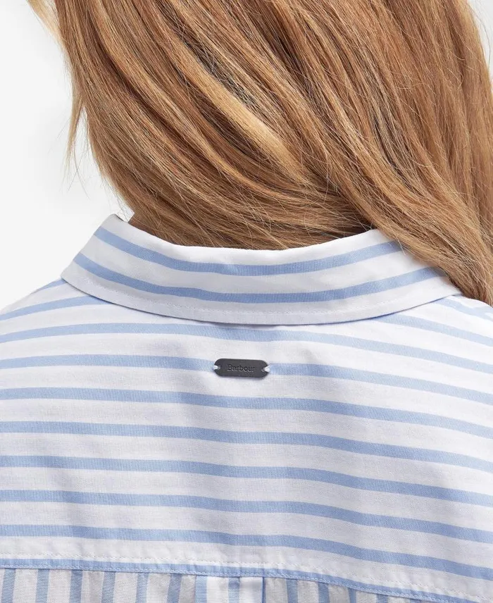 Nicola Striped Relaxed LongSleeved Shirt Whiteblue Stripe Women Barbour Shirts and Blouses