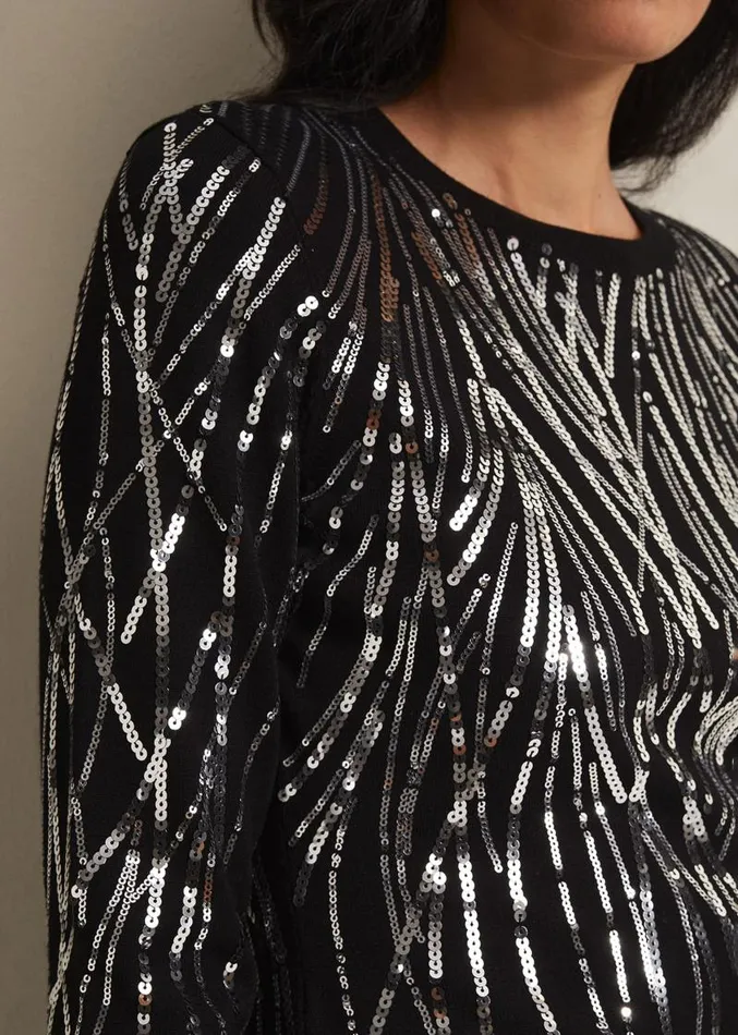 Nikki Sequin Mini Dress Blacksilver Women Phase Eight Dresses