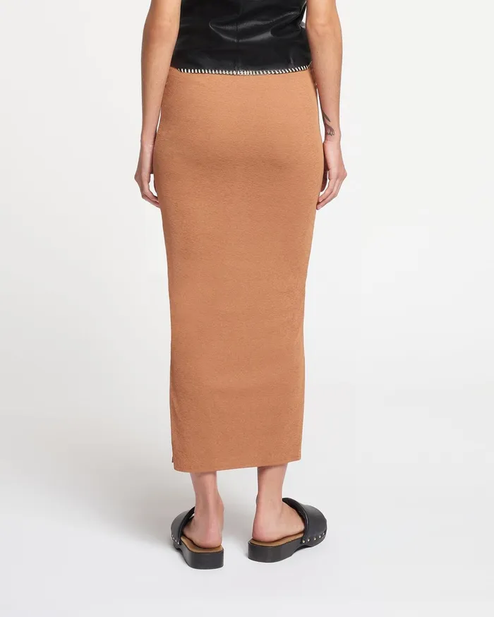 Norine Ruched MeshJersey Midi Skirt Caramel Women Nanushka Skirts