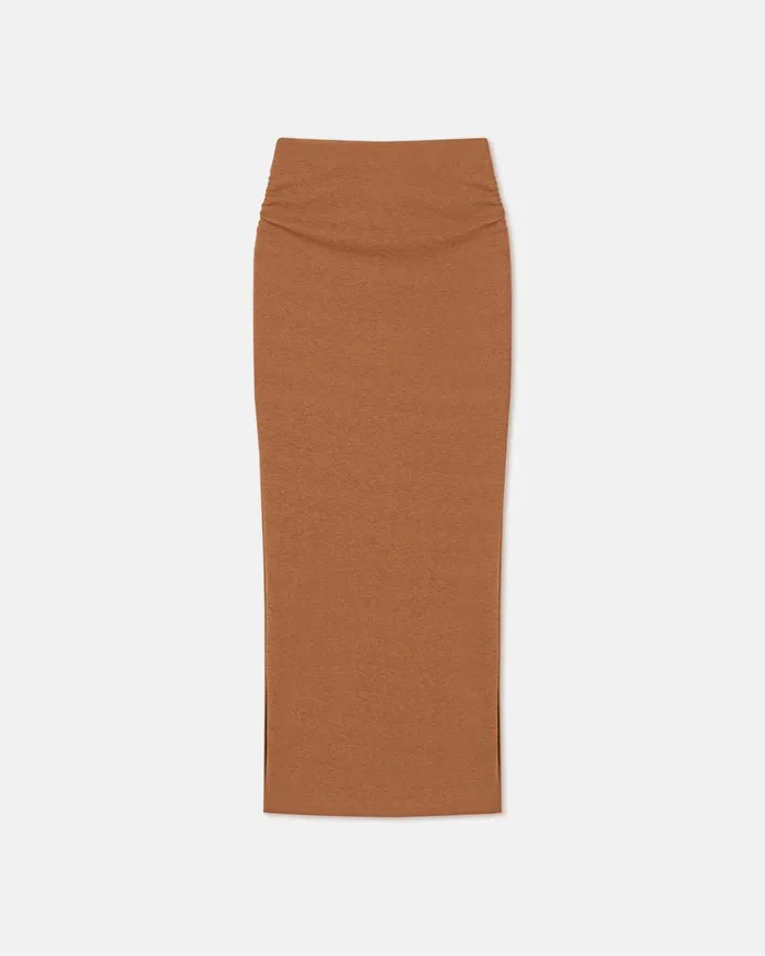 Norine Ruched MeshJersey Midi Skirt Caramel Women Nanushka Skirts