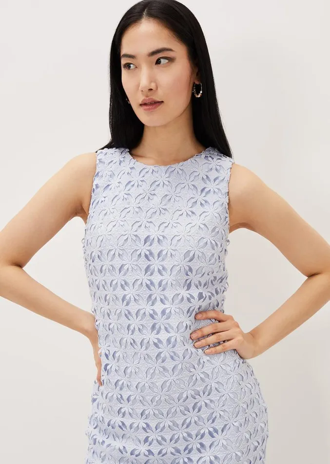 Novah Lace Midi Dress Sky Blue Women Phase Eight Dresses
