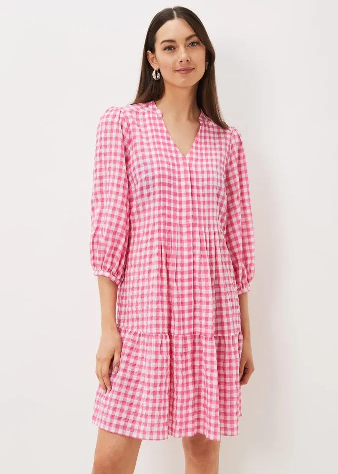 Oona Gingham Swing Dress Pinkivory Women Phase Eight Dresses