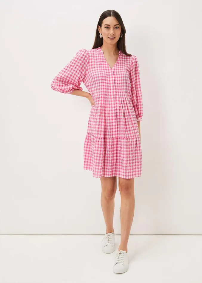 Oona Gingham Swing Dress Pinkivory Women Phase Eight Dresses