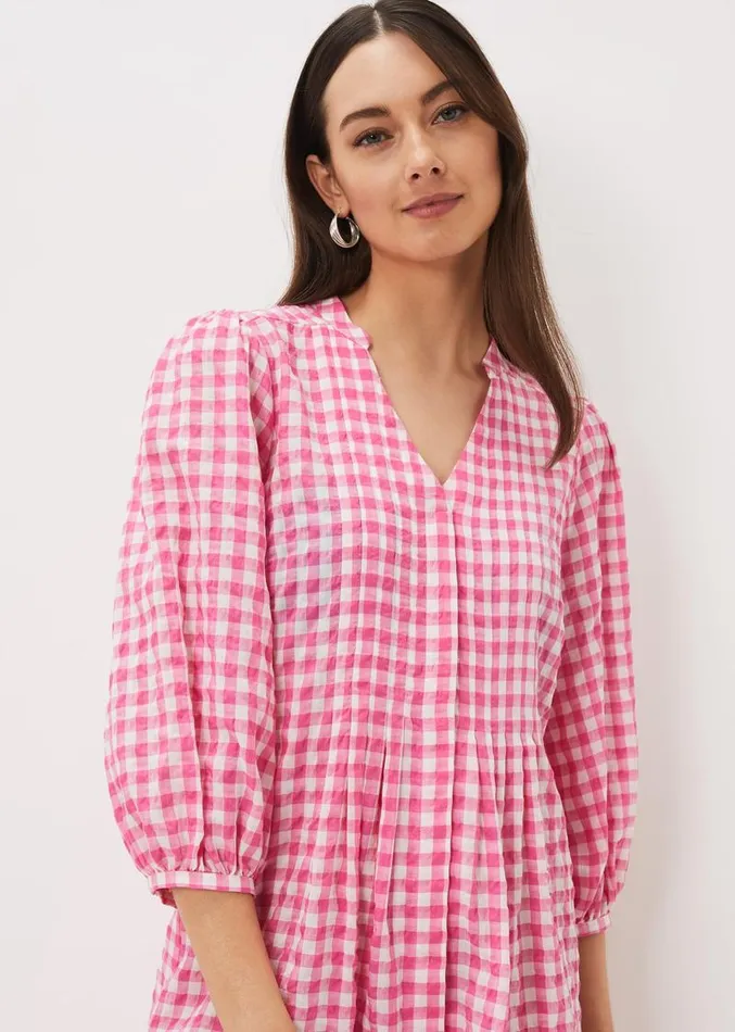 Oona Gingham Swing Dress Pinkivory Women Phase Eight Dresses