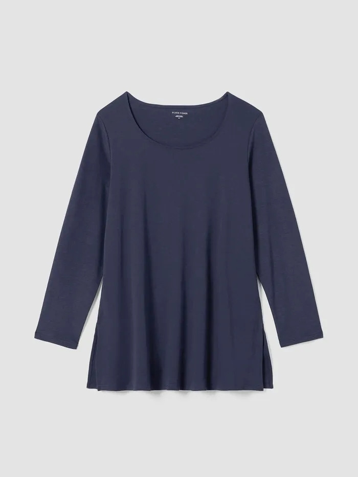 Organic Cotton Interlock Long Sleep Top Indigo Women Eileen Fisher Sleepwear