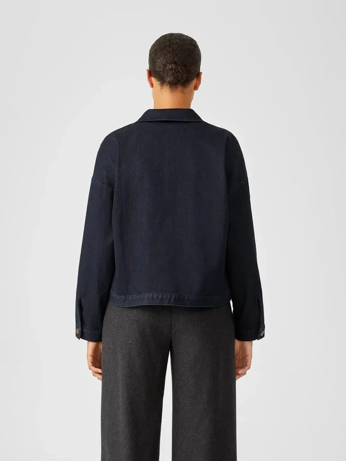 Organic Cotton Stretch Denim Jacket Utility Blue Women Eileen Fisher Jackets Coats and Vests