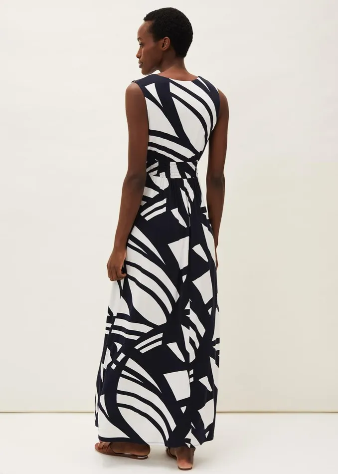 Ostia Abstract Stripe Maxi Dress Navywhite Women Phase Eight Dresses