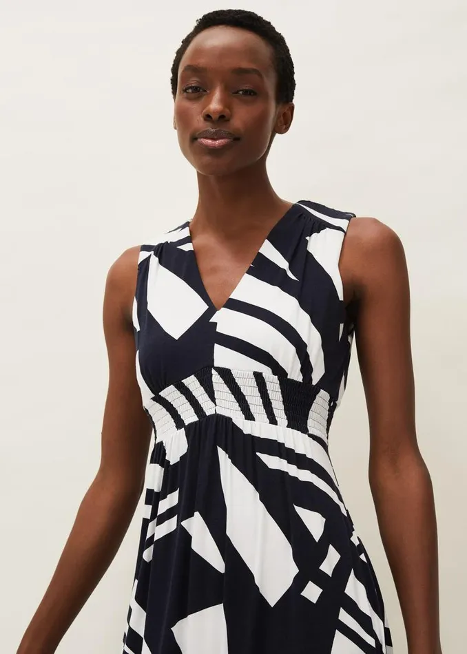 Ostia Abstract Stripe Maxi Dress Navywhite Women Phase Eight Dresses