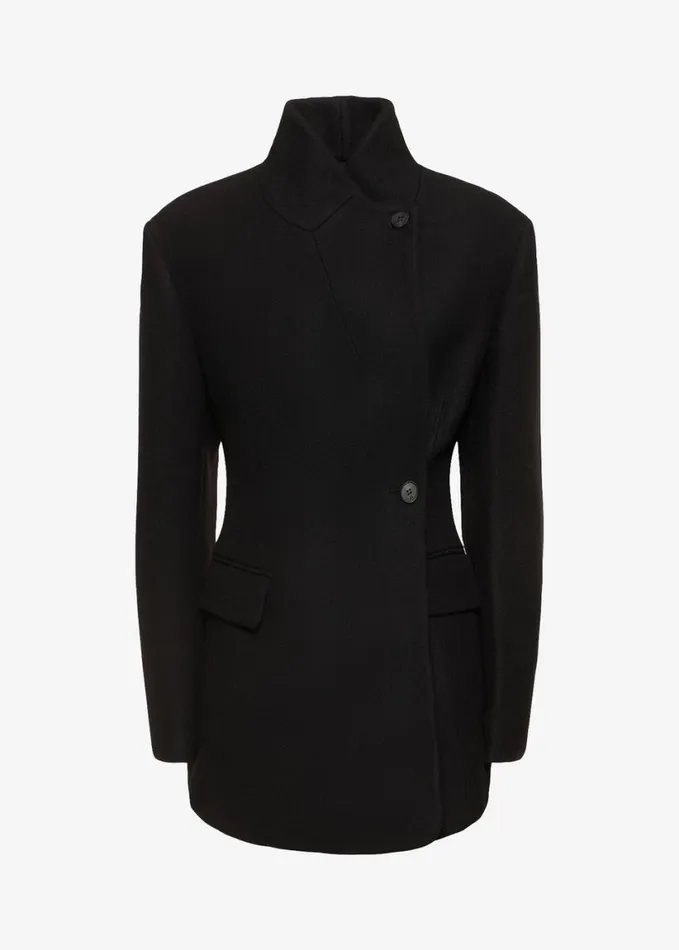 Outerwear Women The Frankie Shop Low Classic Slim Fit Wool Coat 8211 Black