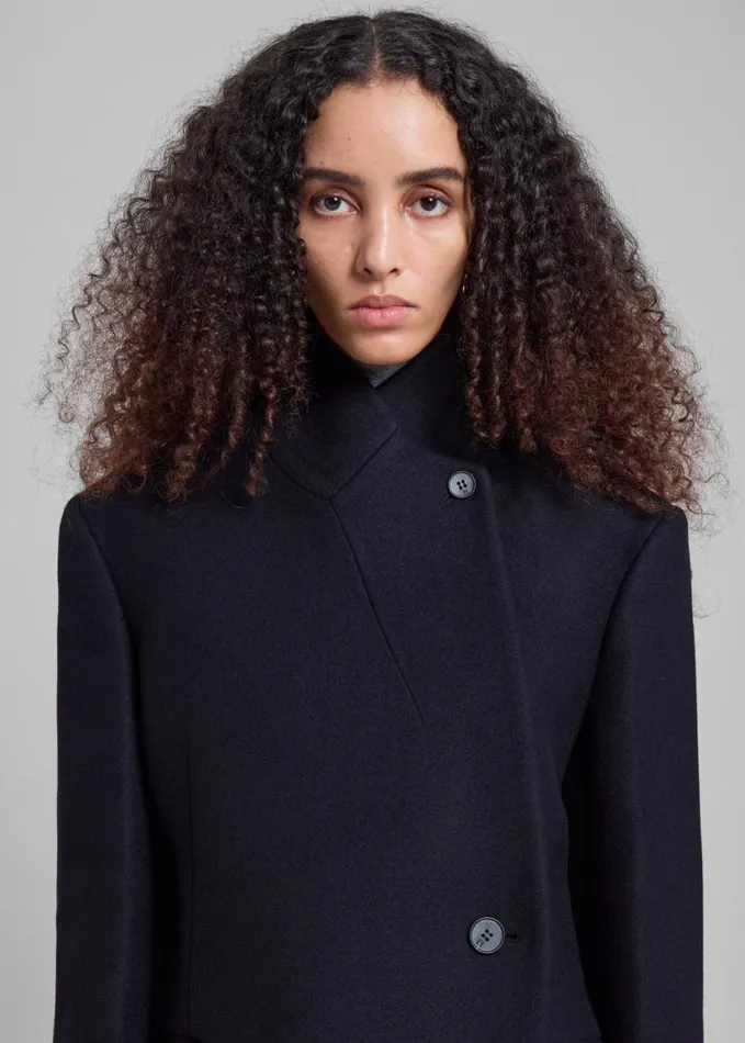 Outerwear Women The Frankie Shop Low Classic Slim Fit Wool Coat 8211 Black