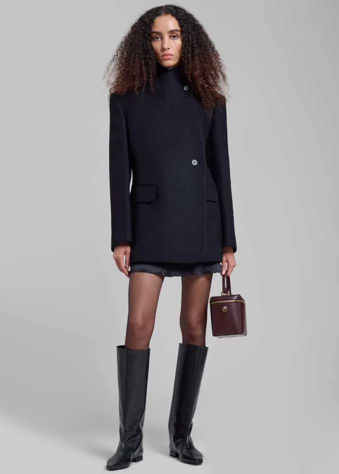 Outerwear Women The Frankie Shop Low Classic Slim Fit Wool Coat 8211 Black