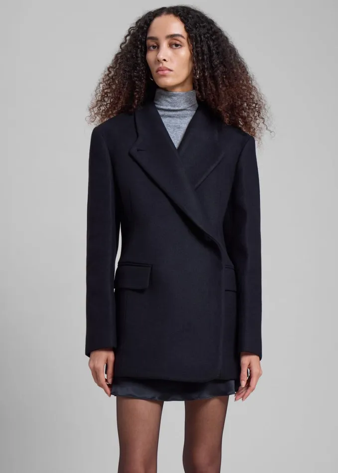 Outerwear Women The Frankie Shop Low Classic Slim Fit Wool Coat 8211 Black