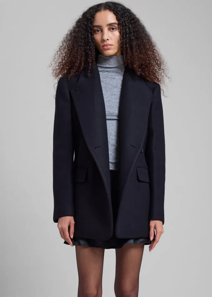 Outerwear Women The Frankie Shop Low Classic Slim Fit Wool Coat 8211 Black