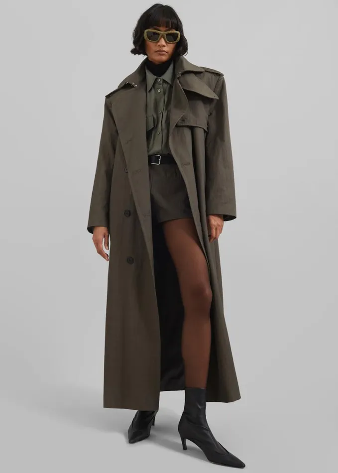 Outerwear Women The Frankie Shop Rolen Trench Coat 8211 Dark Olive