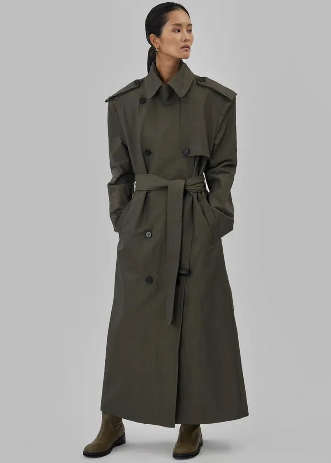Outerwear Women The Frankie Shop Rolen Trench Coat 8211 Dark Olive