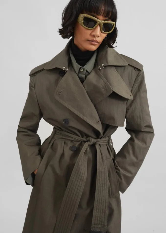 Outerwear Women The Frankie Shop Rolen Trench Coat 8211 Dark Olive