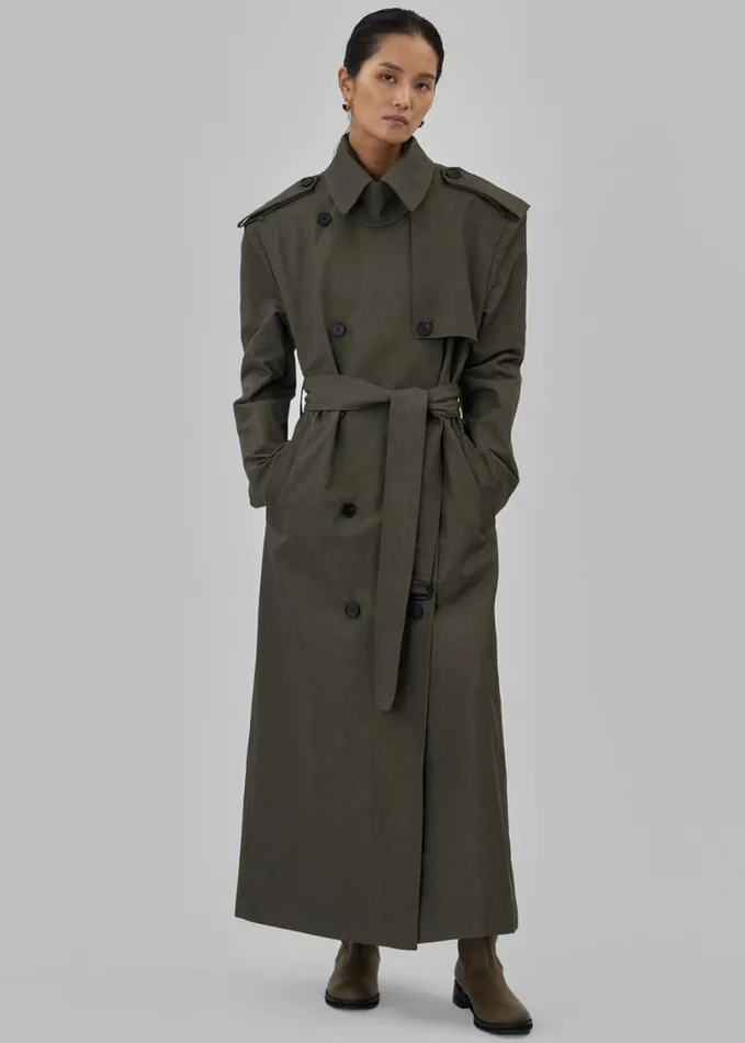 Outerwear Women The Frankie Shop Rolen Trench Coat 8211 Dark Olive