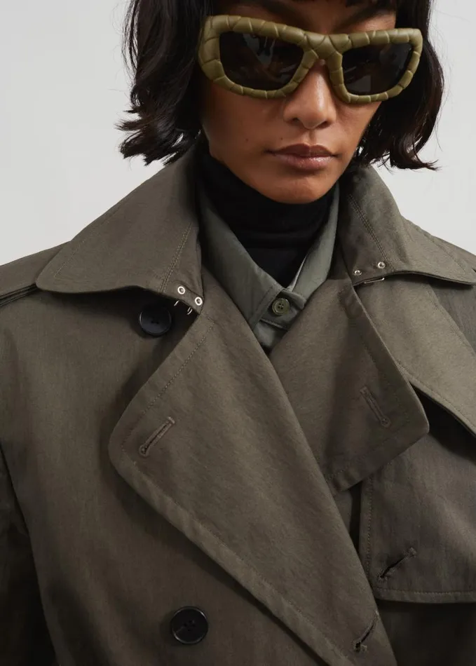Outerwear Women The Frankie Shop Rolen Trench Coat 8211 Dark Olive
