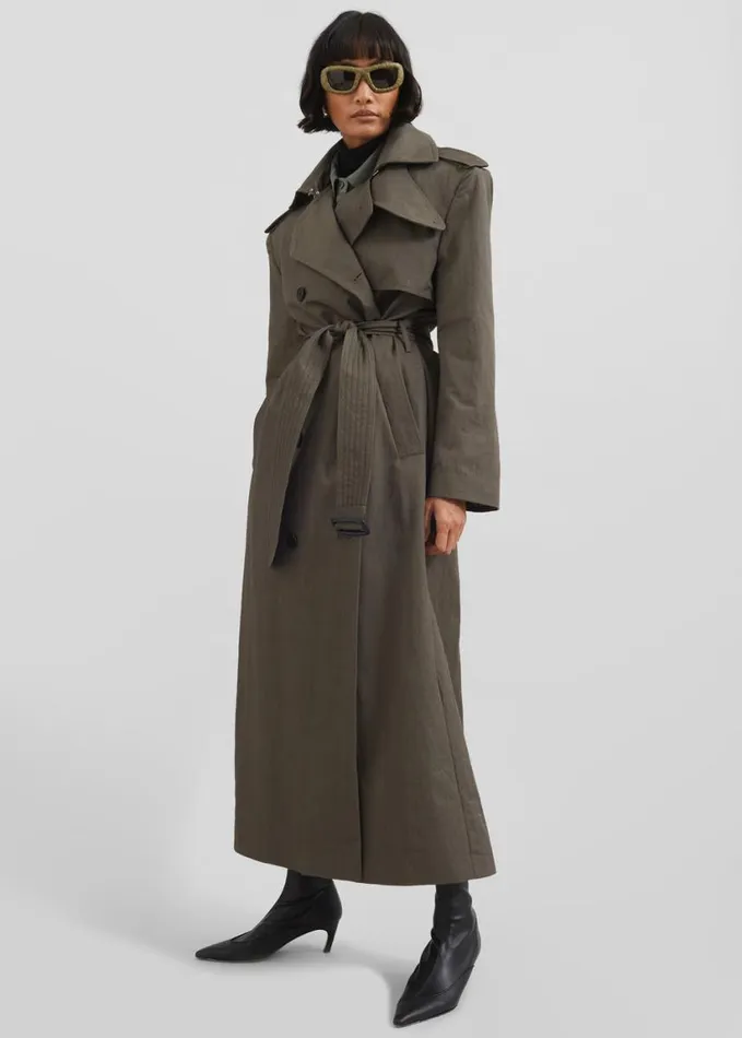 Outerwear Women The Frankie Shop Rolen Trench Coat 8211 Dark Olive