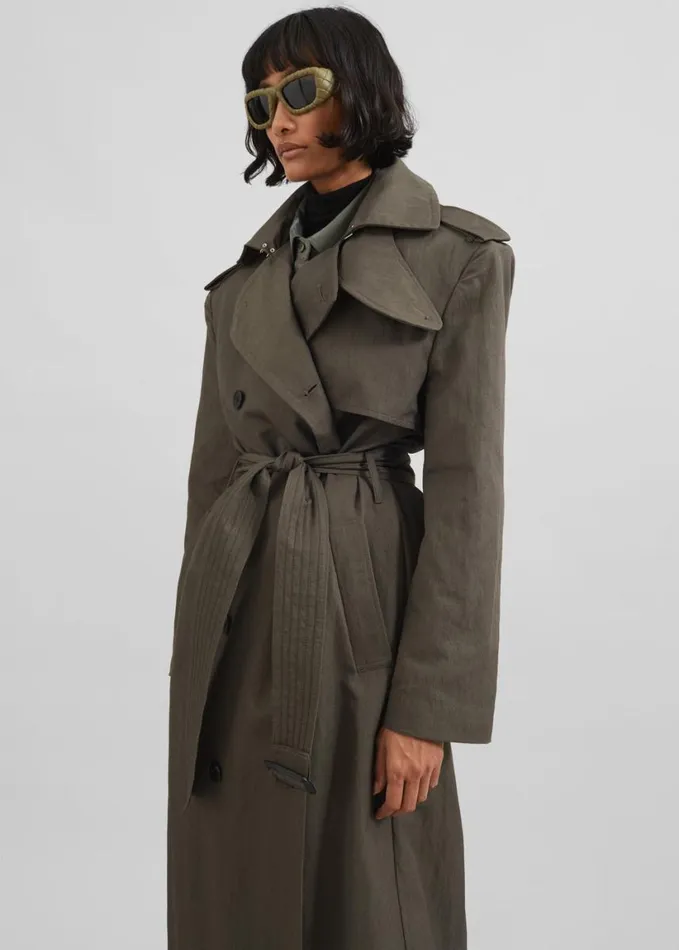 Outerwear Women The Frankie Shop Rolen Trench Coat 8211 Dark Olive