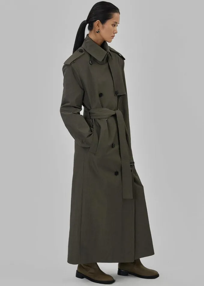 Outerwear Women The Frankie Shop Rolen Trench Coat 8211 Dark Olive