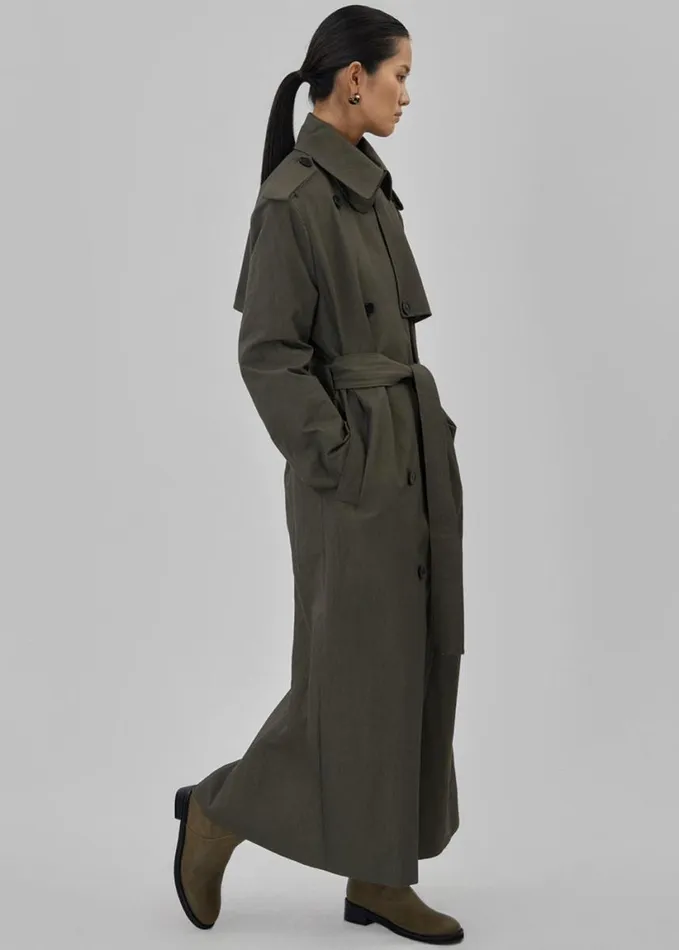 Outerwear Women The Frankie Shop Rolen Trench Coat 8211 Dark Olive