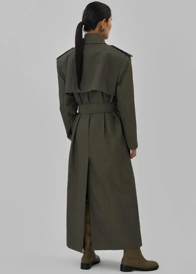 Outerwear Women The Frankie Shop Rolen Trench Coat 8211 Dark Olive