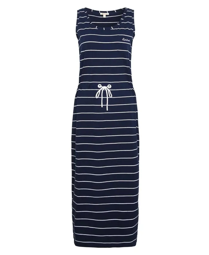 Overland Midi Dress Navywhite Women Barbour Dresses and Skirts