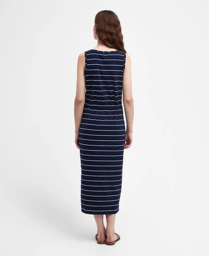 Overland Midi Dress Navywhite Women Barbour Dresses and Skirts