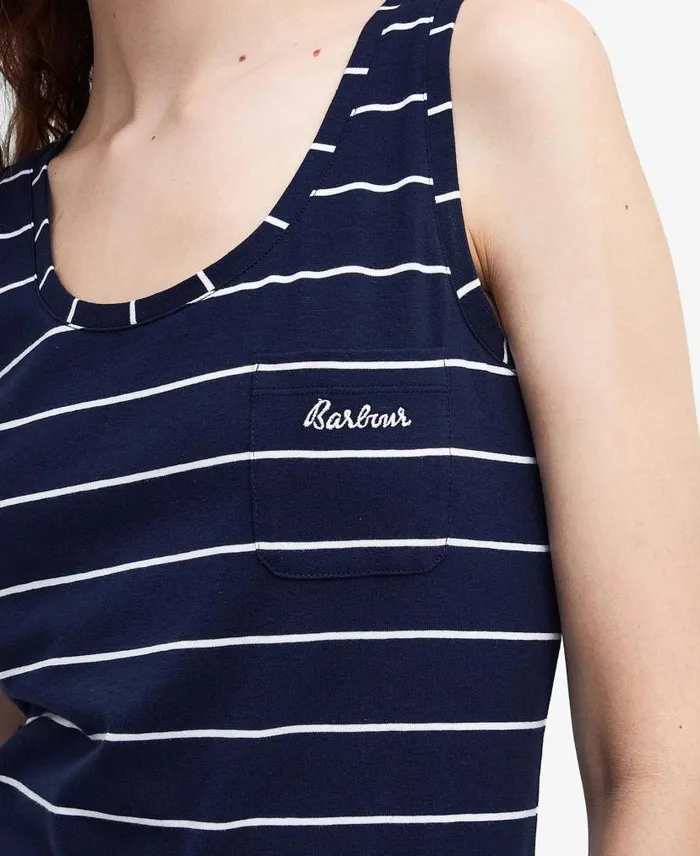 Overland Midi Dress Navywhite Women Barbour Dresses and Skirts