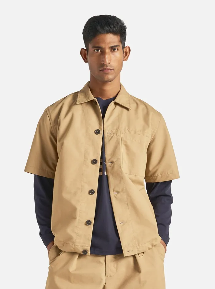 Overshirts Men Universal Works Universal Works Tech Overshirt In Sand Brushed Polytech