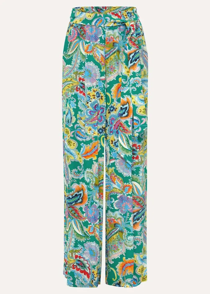 Paisley Wide Leg Trousers Green Multi Women Phase Eight Trousers