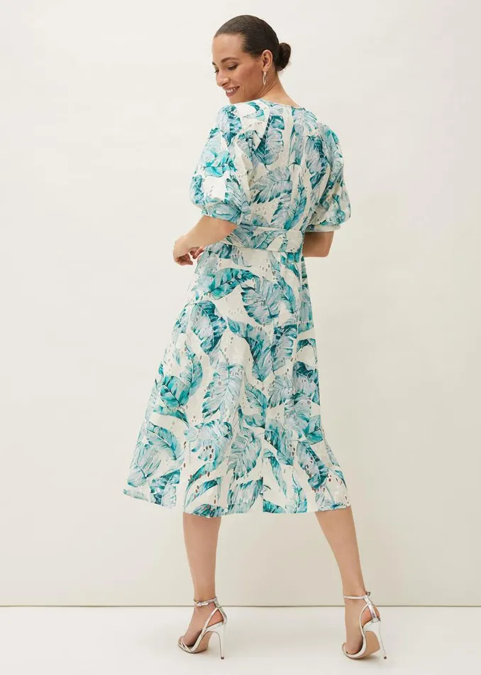 Palms Broderie Anglaise Printed Cotton Dress Aquamarineivory Women Phase Eight Dresses Palms Broderie Anglaise Printed Cotton Dress Aquamarineivory Women Phase Eight Dresses
