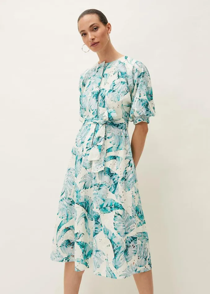 Palms Broderie Anglaise Printed Cotton Dress Aquamarineivory Women Phase Eight Dresses Palms Broderie Anglaise Printed Cotton Dress Aquamarineivory Women Phase Eight Dresses