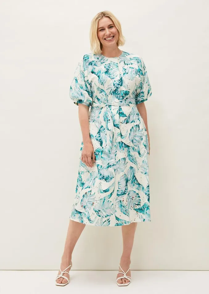 Palms Broderie Anglaise Printed Cotton Dress Aquamarineivory Women Phase Eight Dresses Palms Broderie Anglaise Printed Cotton Dress Aquamarineivory Women Phase Eight Dresses
