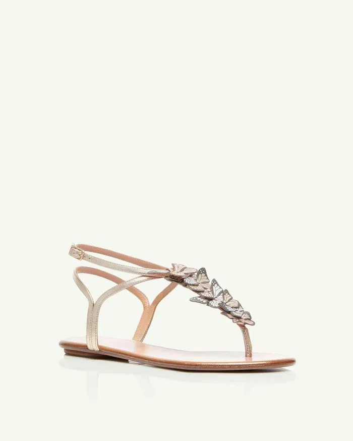Papillon Sandal Flat Gold Women Aquazzura Flats
