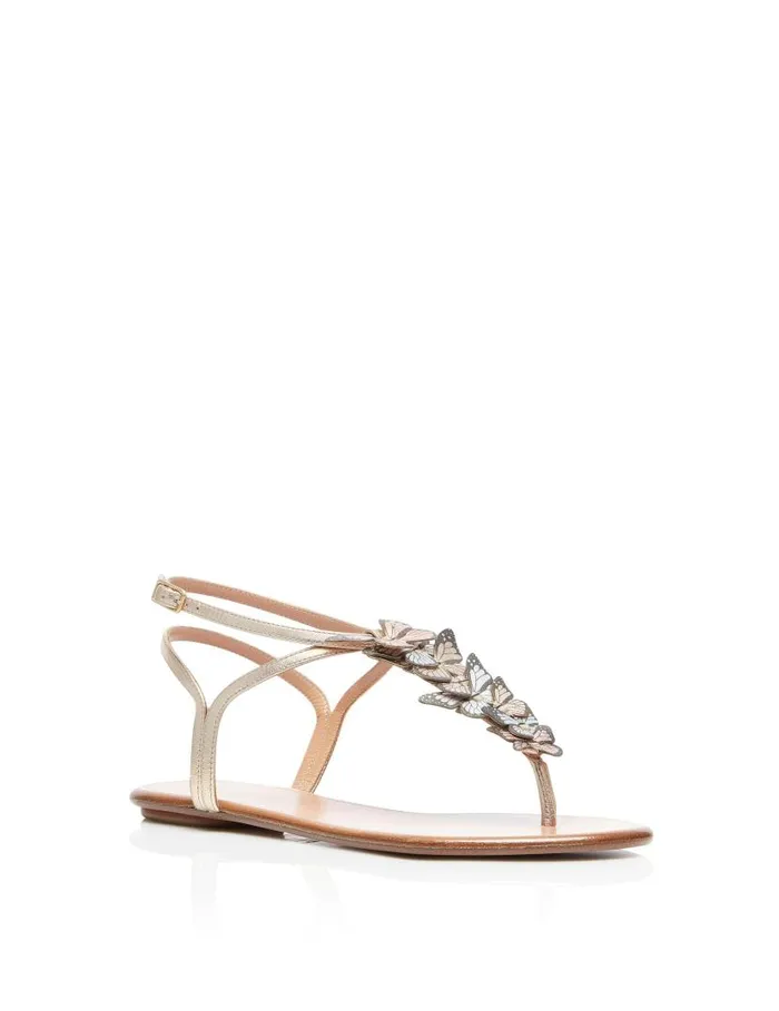 Papillon Sandal Flat Gold Women Aquazzura Flats