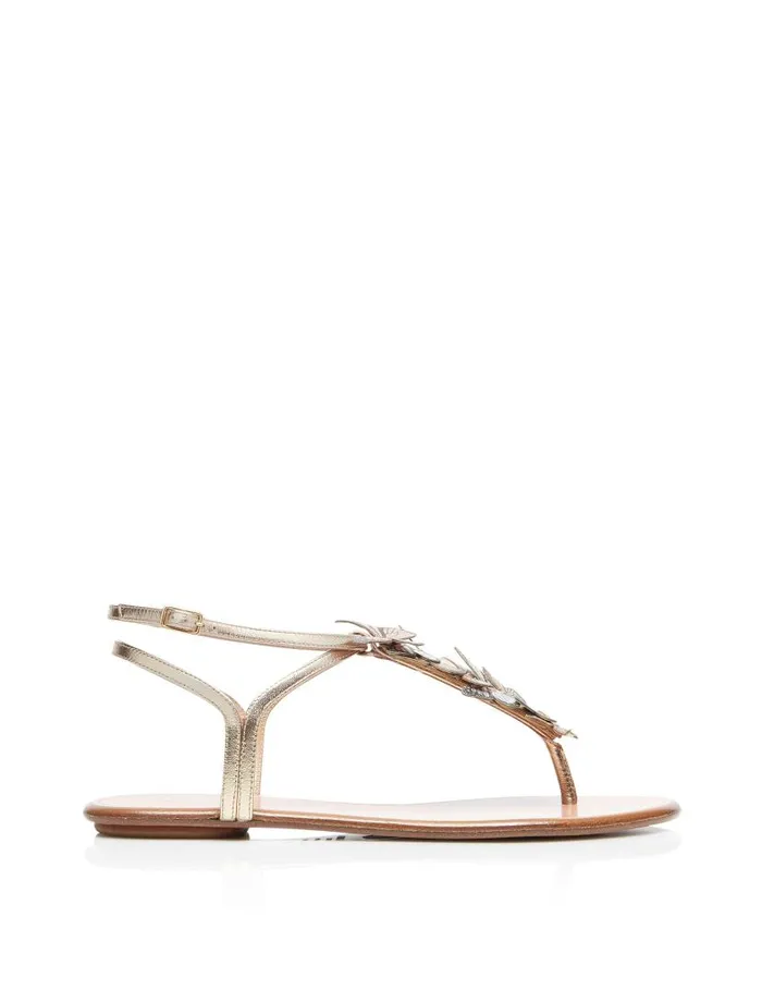 Papillon Sandal Flat Gold Women Aquazzura Flats