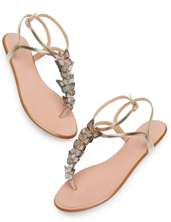 Papillon Sandal Flat Gold Women Aquazzura Flats
