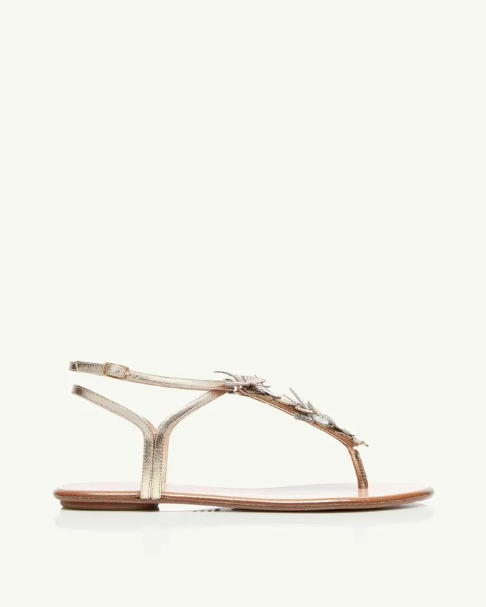 Papillon Sandal Flat Gold Women Aquazzura Flats