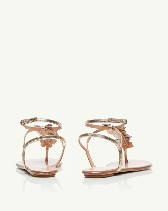 Papillon Sandal Flat Gold Women Aquazzura Flats