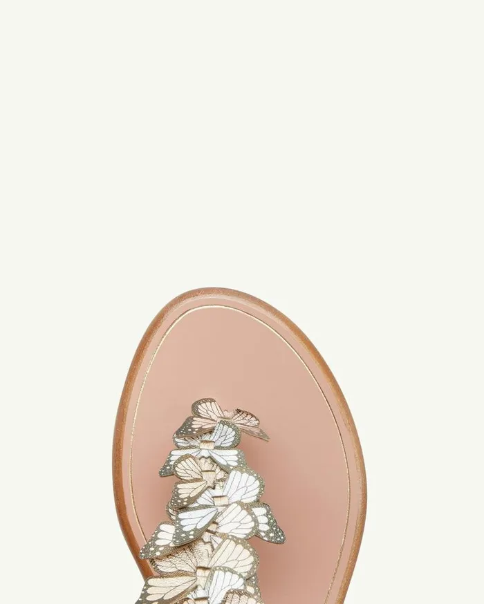 Papillon Sandal Flat Gold Women Aquazzura Flats