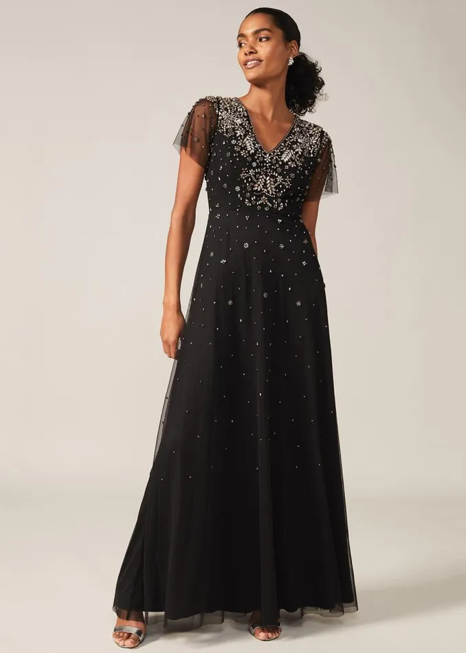 Pascale Jewelled Tulle Dress Black Women Phase Eight Dresses