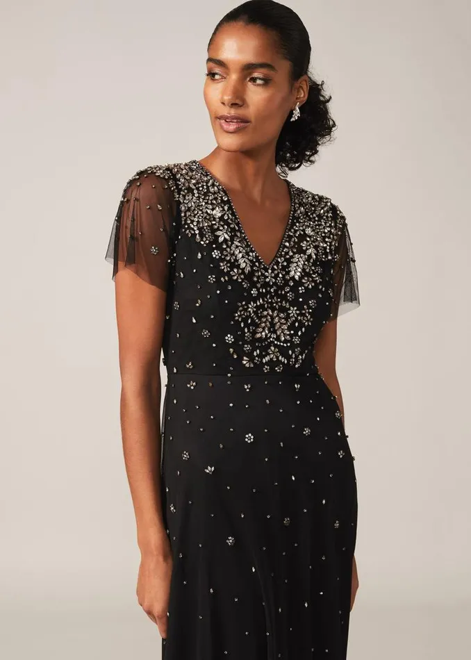 Pascale Jewelled Tulle Dress Black Women Phase Eight Dresses