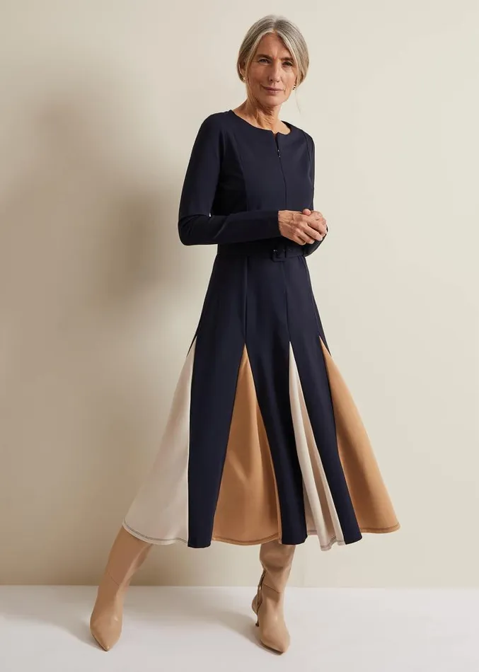 Paula Navy Midi Dress Navy Women Phase Eight Dresses