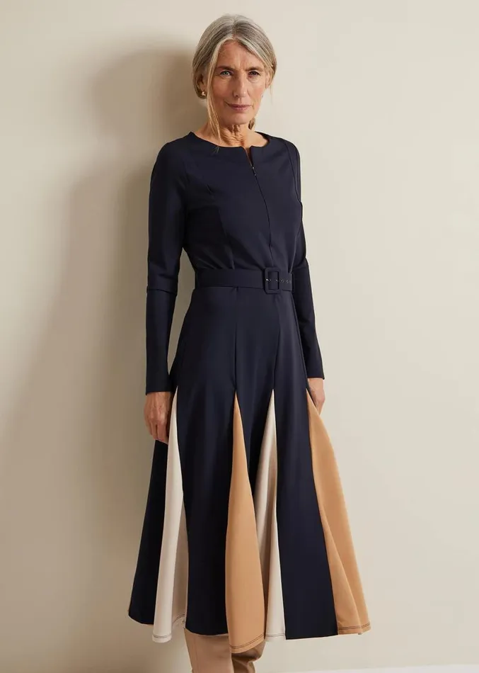 Paula Navy Midi Dress Navy Women Phase Eight Dresses
