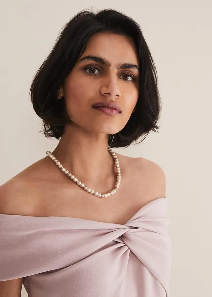 Pearl Beaded Necklace Rose Gold Women Phase Eight Jewellery