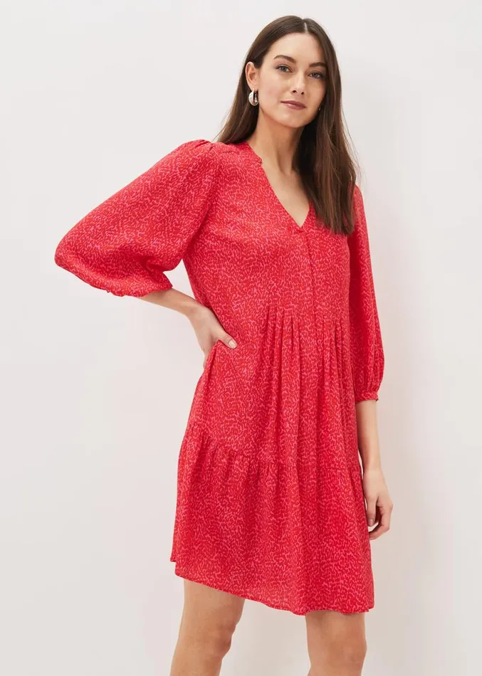 Penele Print Swing Dress Pinkred Women Phase Eight Dresses