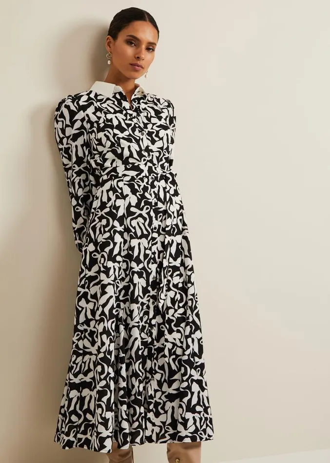 Petite Bonnie Black Bow Shirt Midi Dress Blackivory Women Phase Eight Dresses Petite Bonnie Black Bow Shirt Midi Dress Blackivory Women Phase Eight Dresses